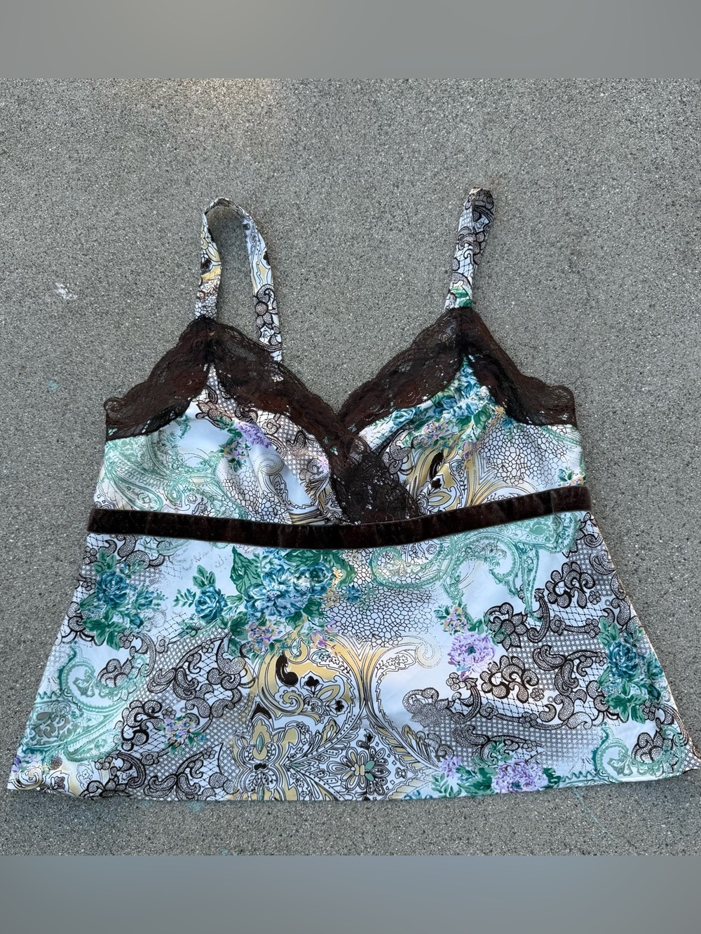 VTG Lane Bryant Lace hem Cami Multicolor Top Sz 16 Y2K 90's adjustable strap